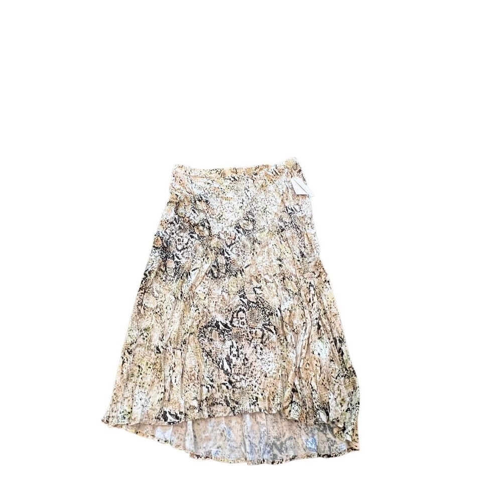 Abound Women's Snakeskin Print Pull On High Low Midi Skirt Green Size XL NWT